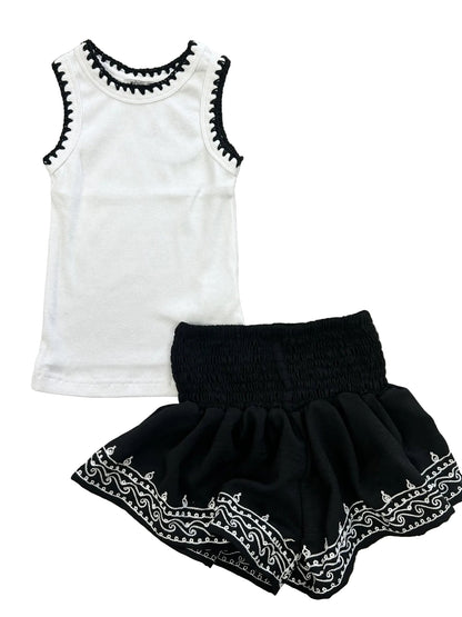 Embroidered Bloom Short Set
